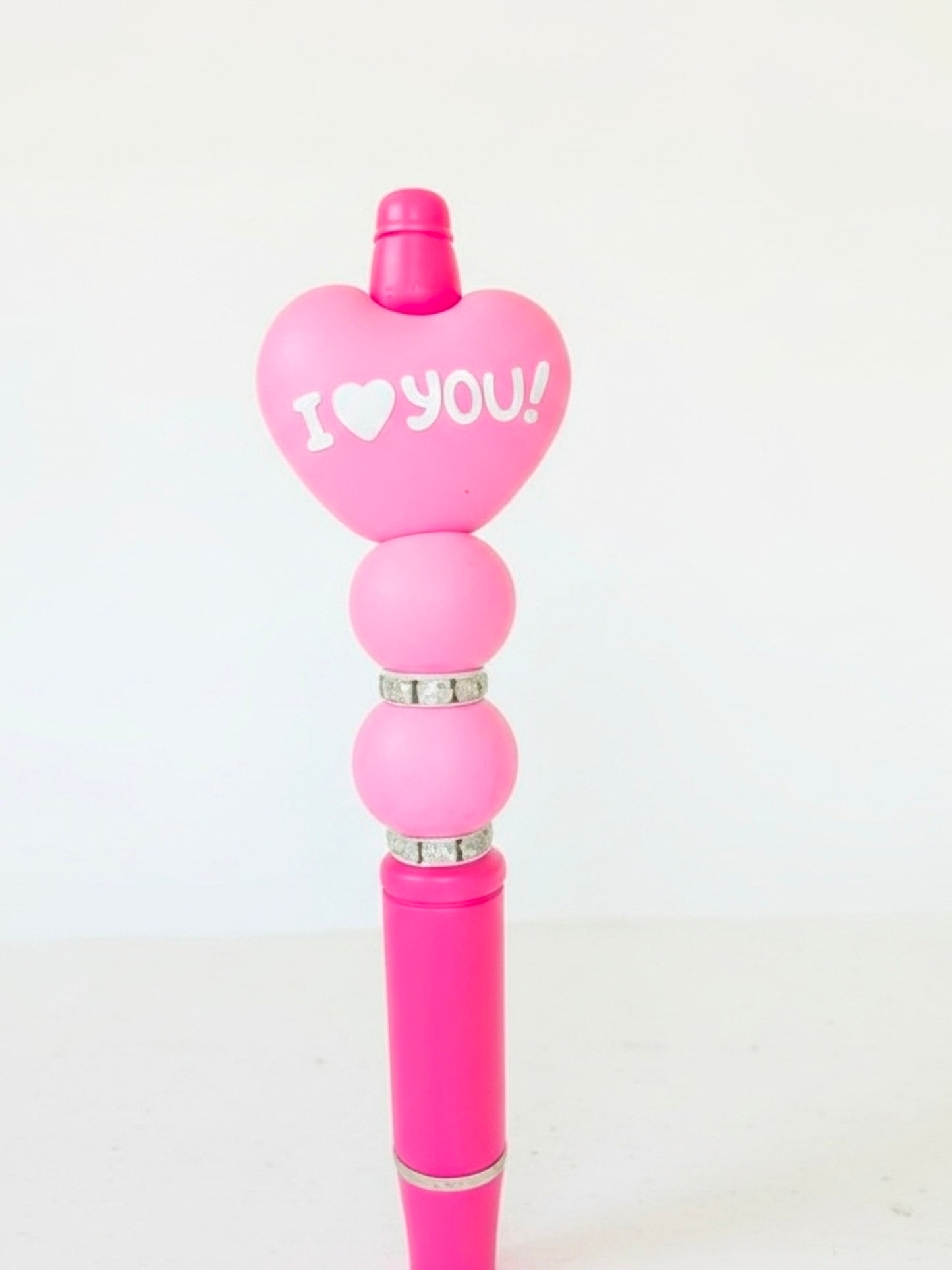 I ❤️ YOU Pink Heart Pen — Sweet Valentine Bead Pen