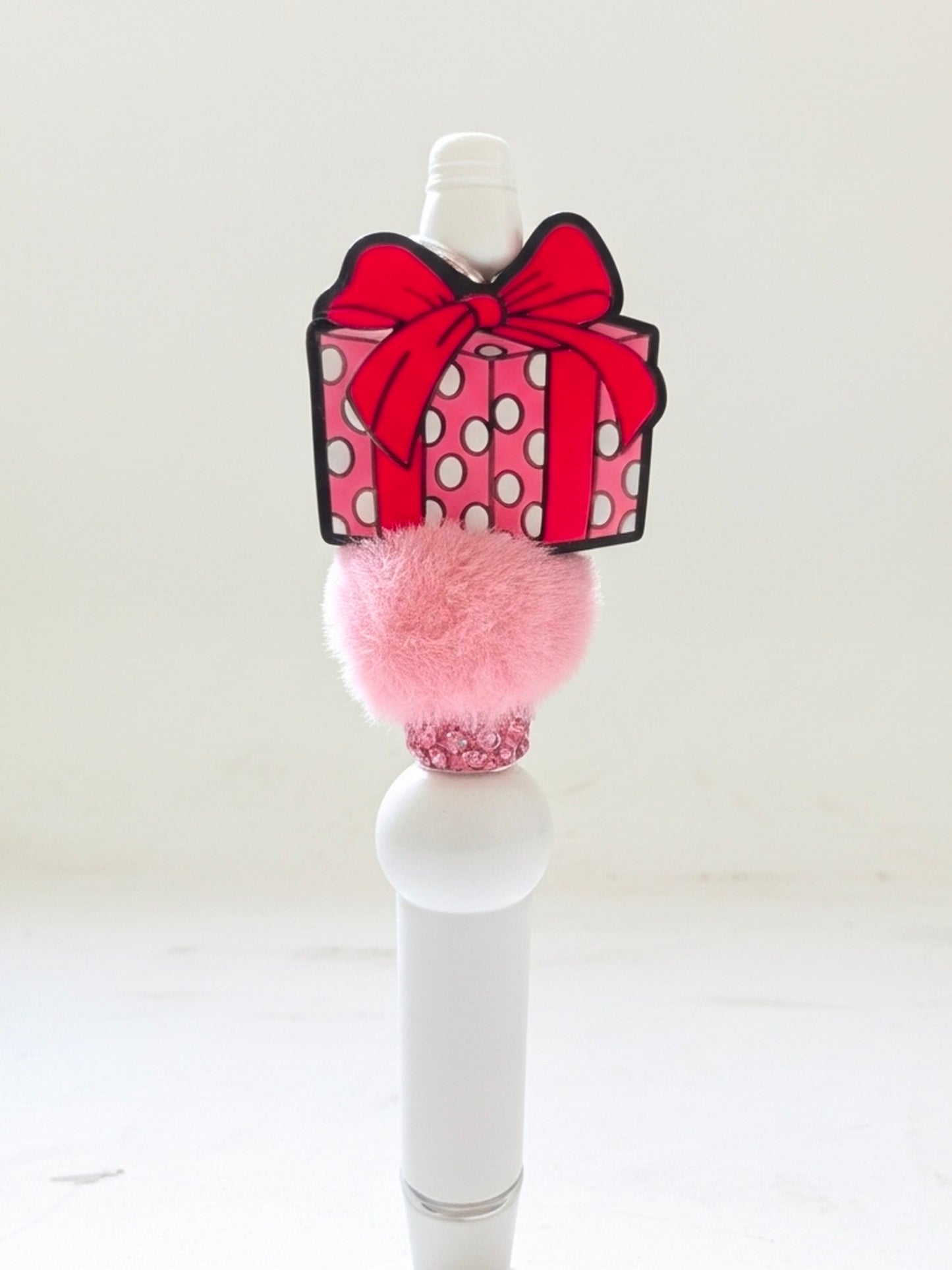 Pink Gift Box Pom Bling Pen πβ¨