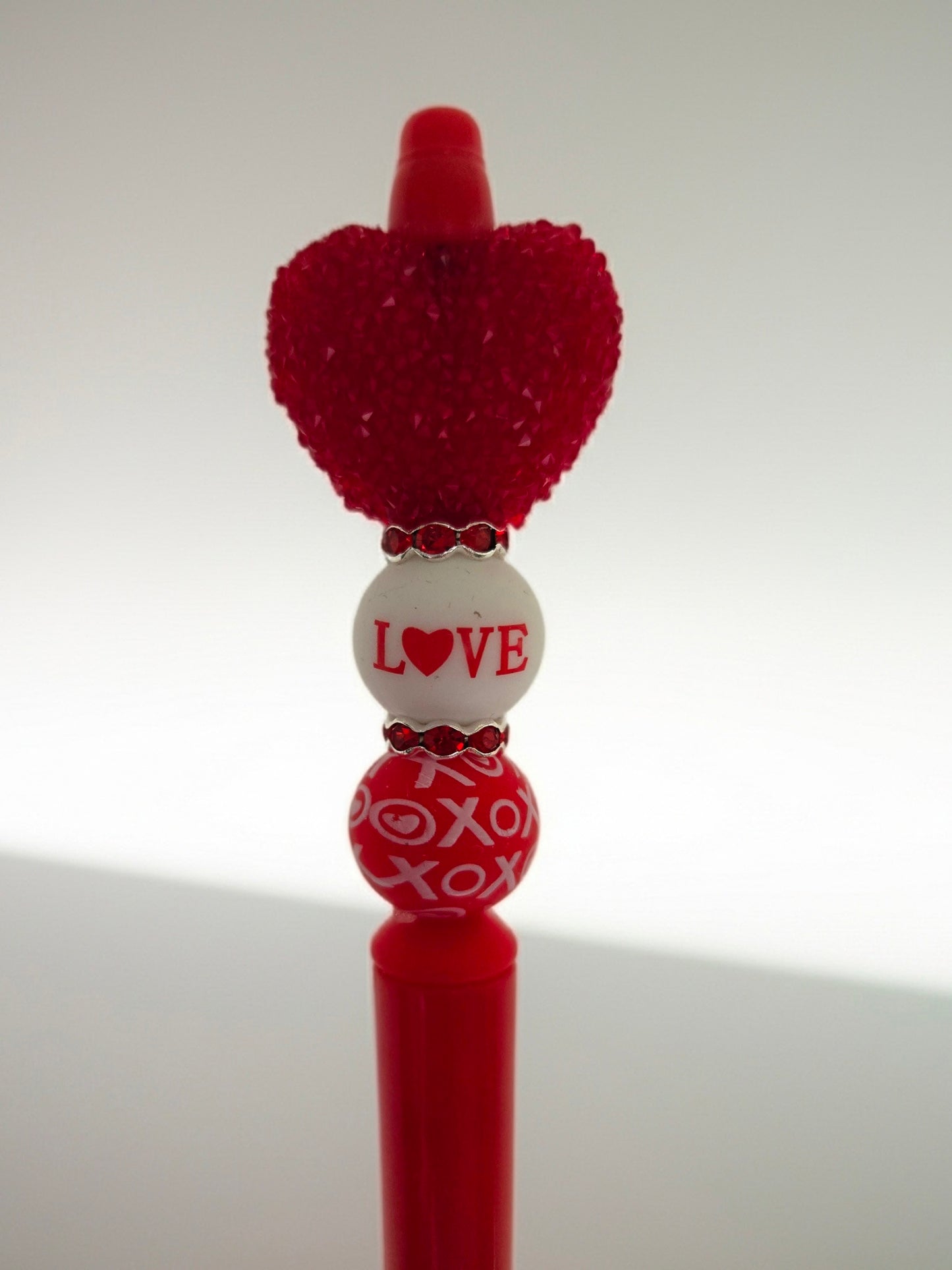 Red Crystal Heart Love Bling Pen