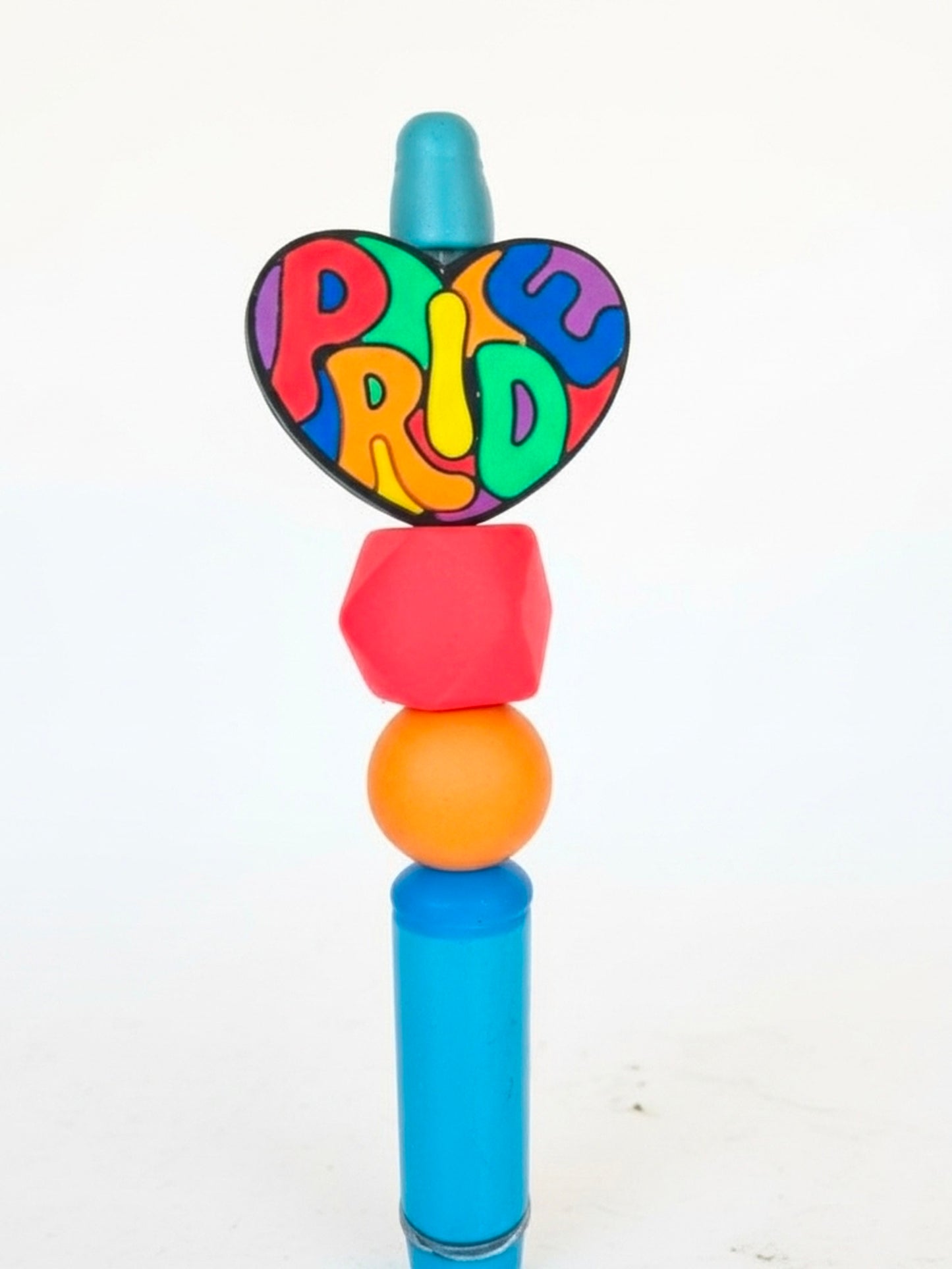 Pride Heart Rainbow Pen — Retro PRIDE Bead Pen