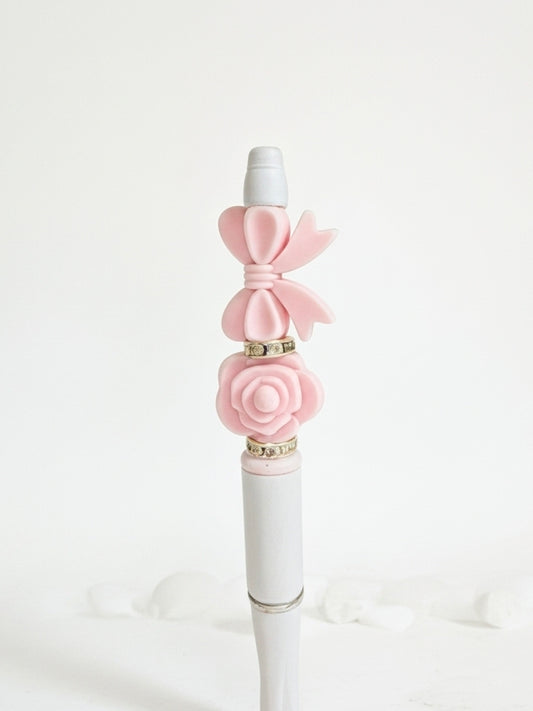 Pink Bow & Rose Bling Pen