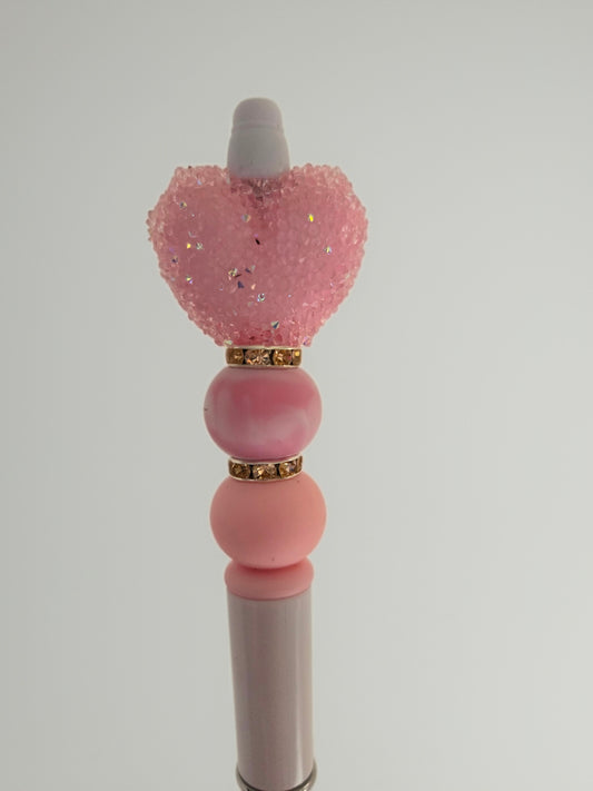 Pink Crystal Heart Bling Pen
